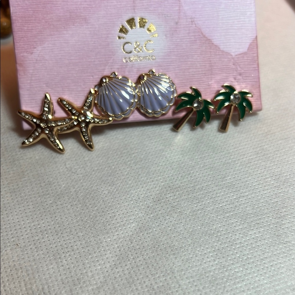 C.C women’s Tropical Earring Set - Gold, Green, Purple